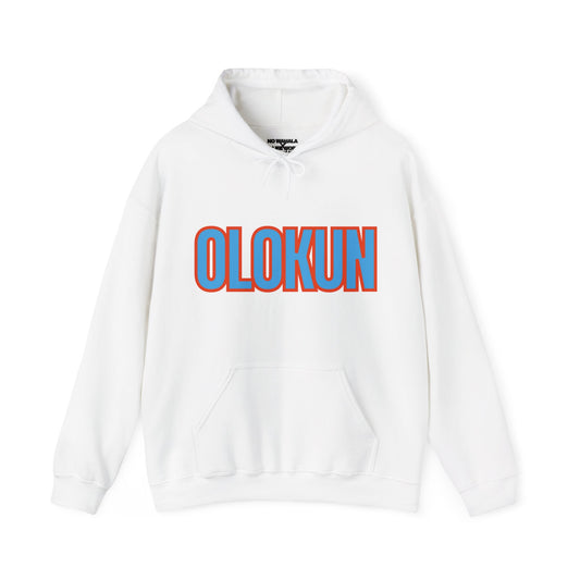 OLOKUN Orisha Unisex Hoodie - Sea Blue/Coral